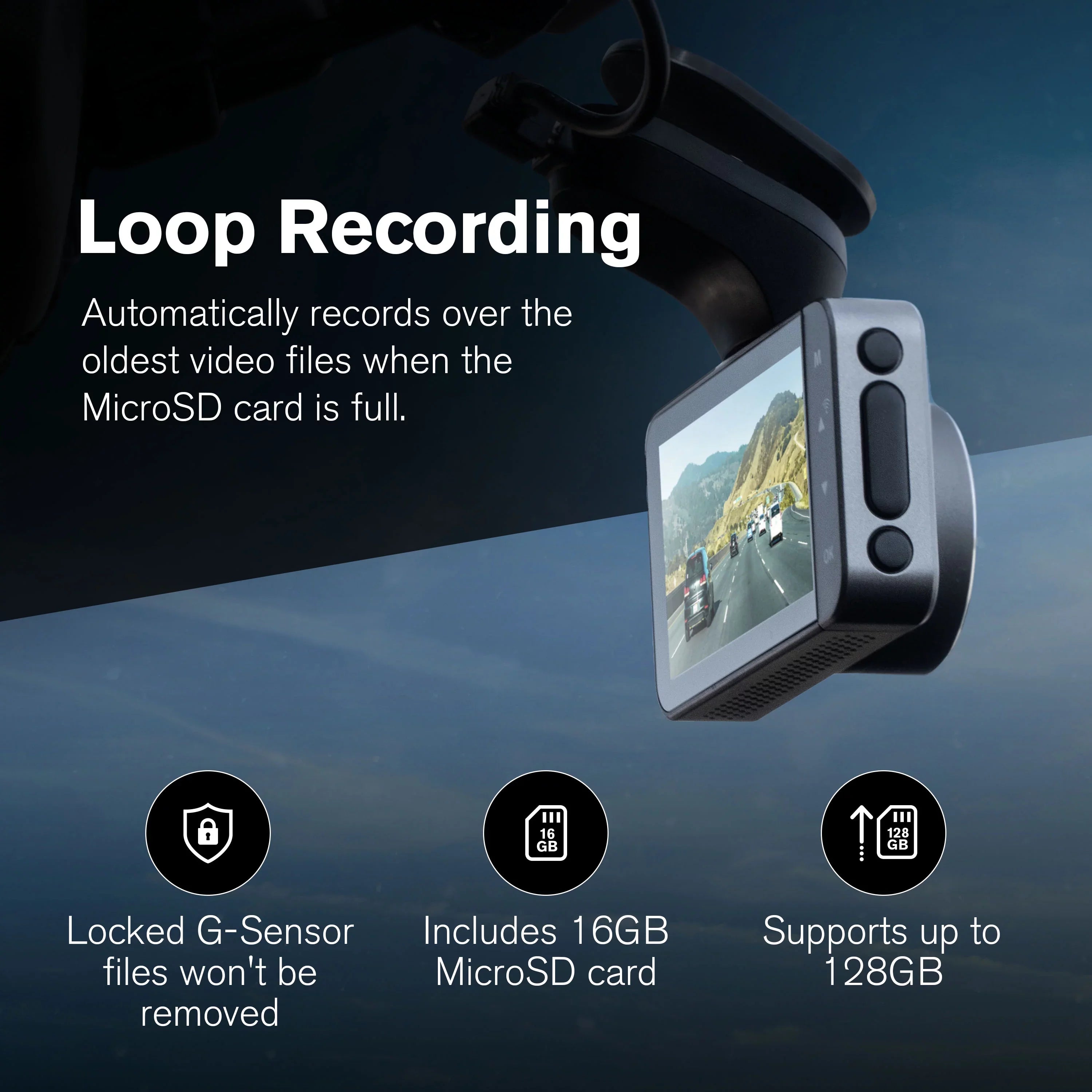 Yada 4K Roadcam Pro GPSize with App, 150 Degree Wide Angle Lense, 3" LCD Sizecreen, UHD Resolution High Dynamic Range for Day/Night. G-Sizeensor Technology with Park and Record Mode