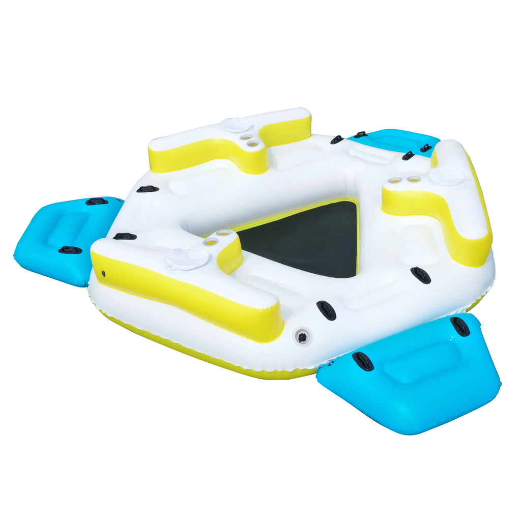 ALEKO IFI6P Inflatable Floating Island Rest Raft with Cup Holders and Coolers - 6 Person