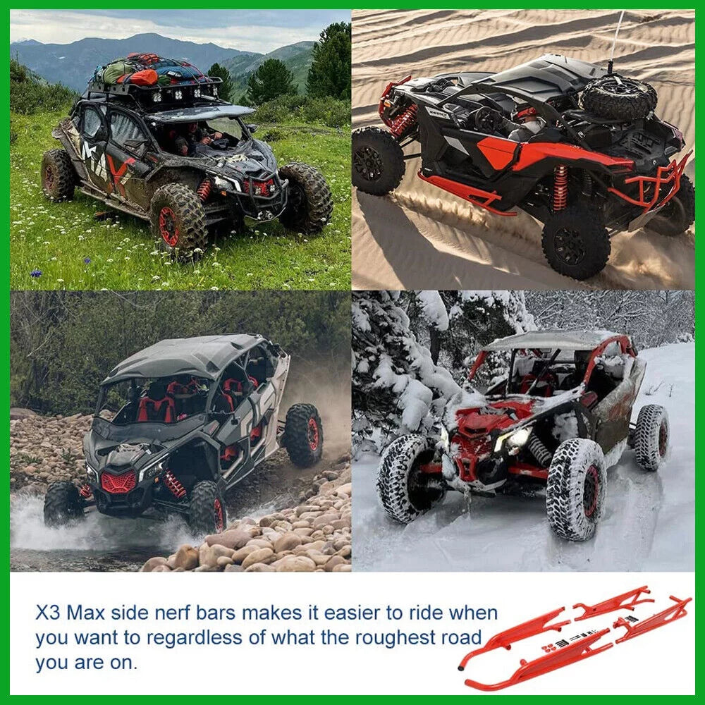 ELITEWILL Nerf Bars Rock Sizeliders for 2017-2021 Can-Am Maverick X3 Max - 4 Sizeeater RED