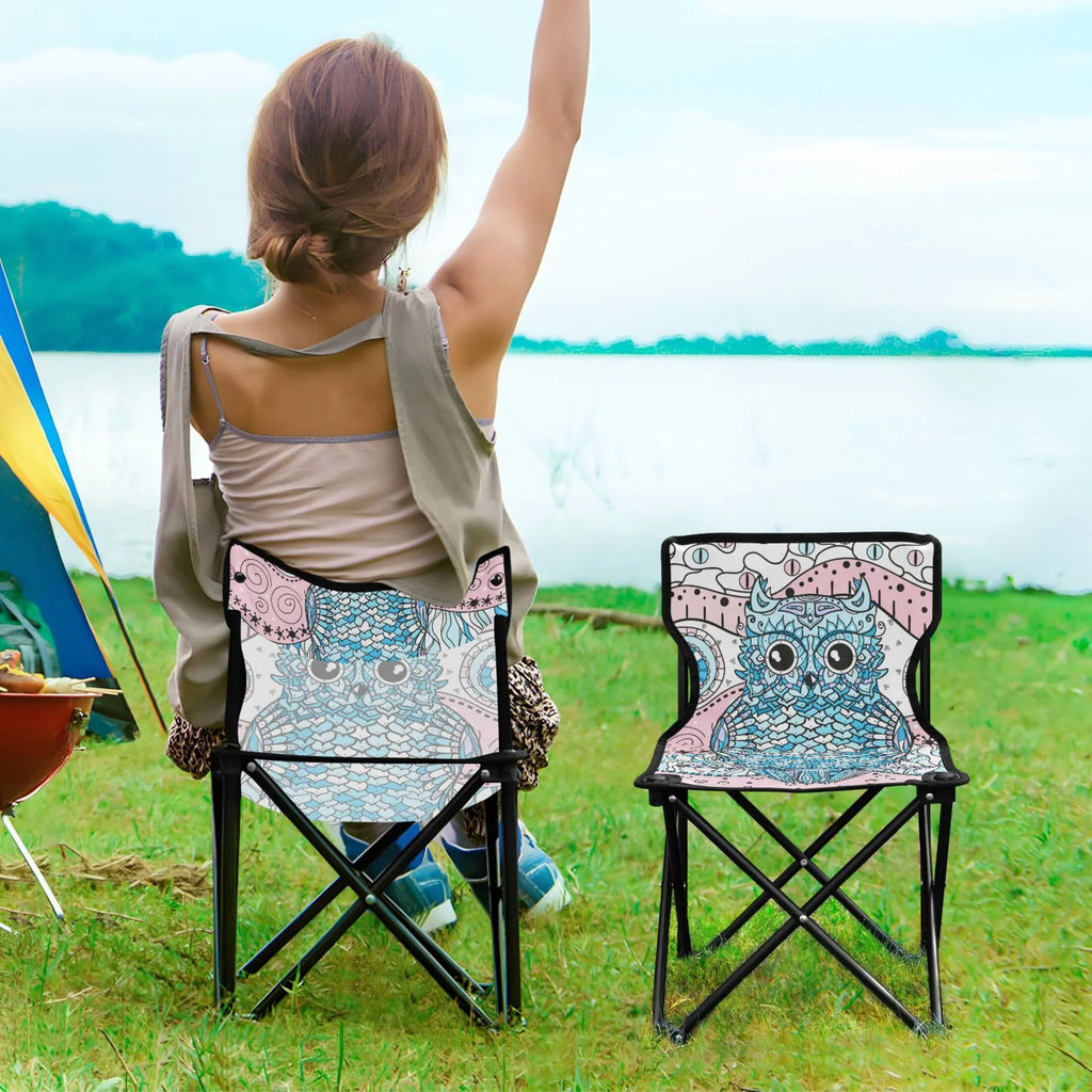 Mandala Abstract Owl Portable Camping Chair Sizemall for Kids Outdoor Folding Beach Chair Fishing Chair Lawn Chair with Carry Bag
