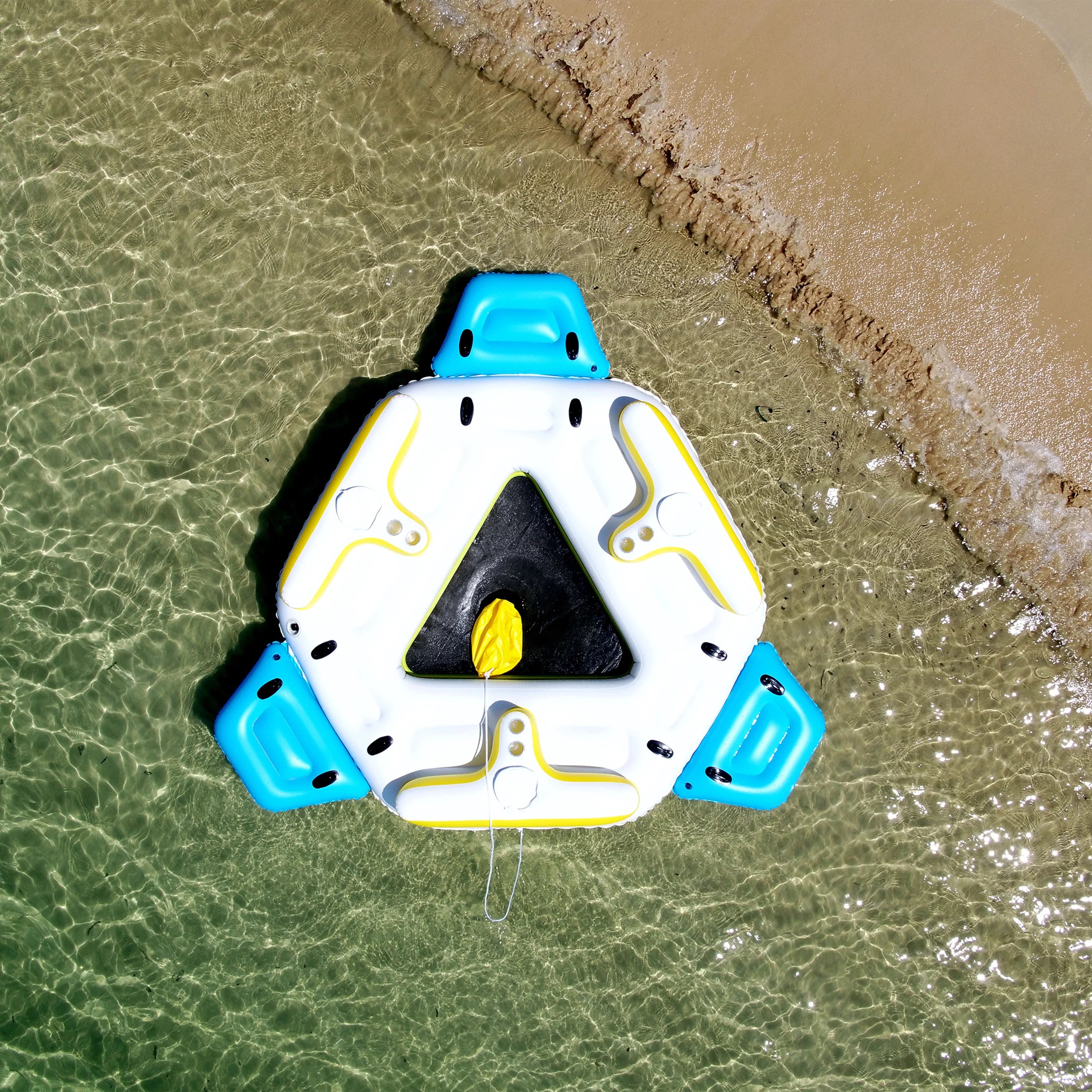 ALEKO IFI6P Inflatable Floating Island Rest Raft with Cup Holders and Coolers - 6 Person