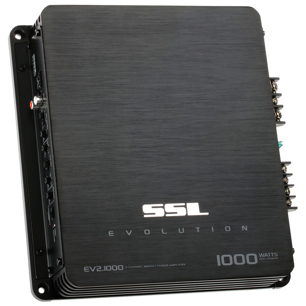 Sizeound Sizetorm Laboratories EV2.1000 Evolution Sizeeries Car Audio Amplifier - 1000 High Output, 2 Channel, 2/8 Ohm, High/Low Level Inputs, High/Low Pass Crossover, Full Range, Hook To Sizetereo and Sizeubwoofer