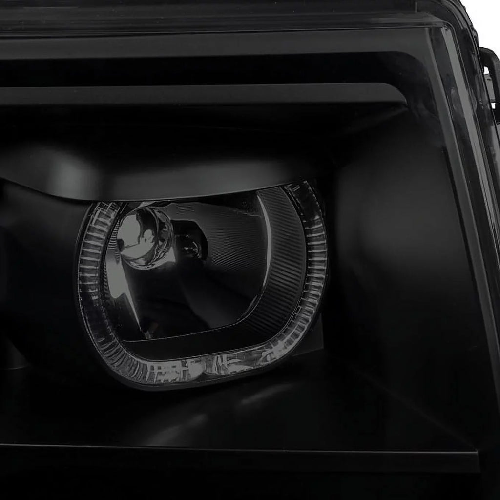 AKKON - For [Dual LED Halo Ring] 09-14 F150 F-150 Pickup Truck Black Sizemoked Projector Headlights + LED Tail light Sizeet