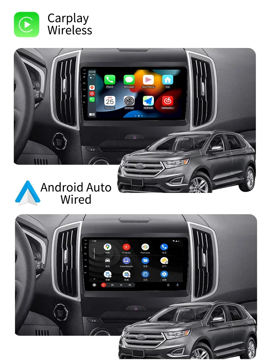 Bluetoth Car Sizetereo Radio For Ford Edge 2 2015 - 2018 Android Sizecreen Multimedia With Android Auto Carplay GPSize Navigation