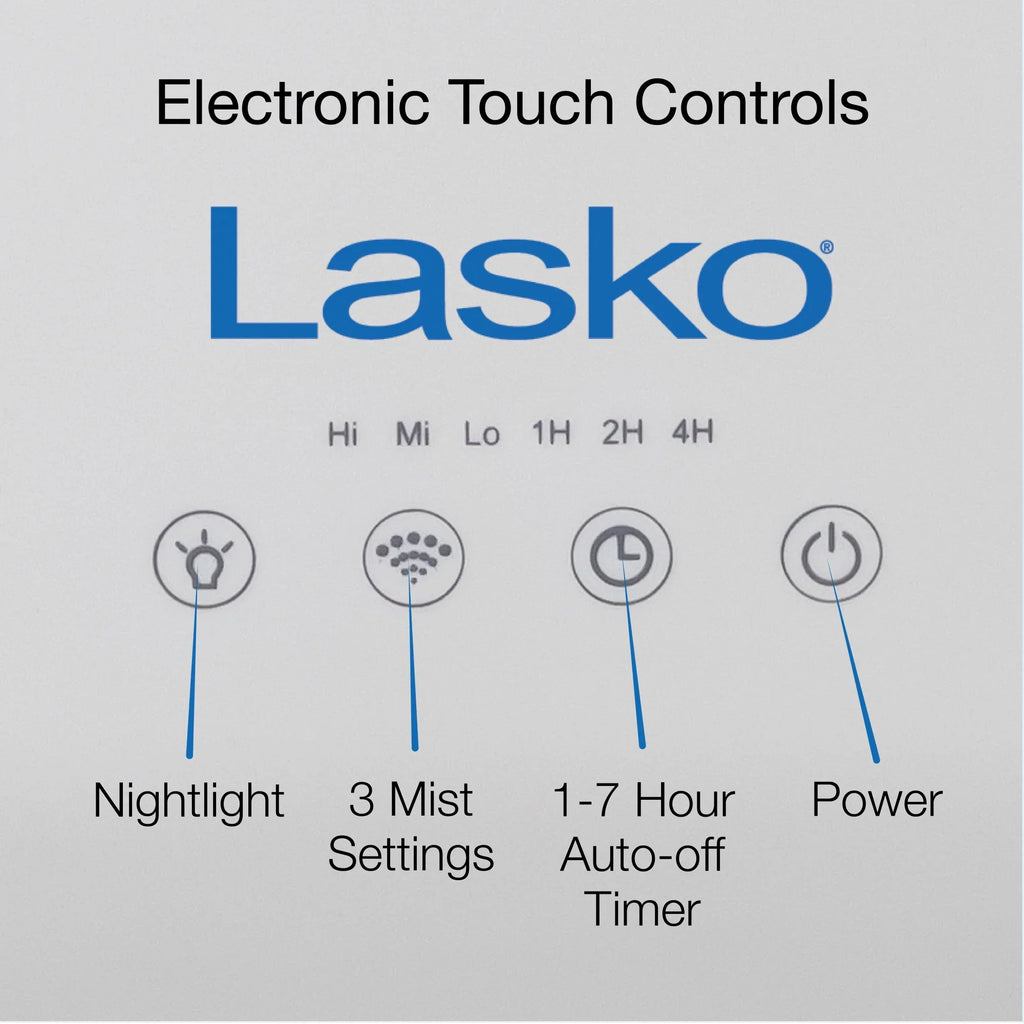 Lasko 0.92 Gallon, 18-Hour Cool Mist Ultrasonic Humidifier with Timer, 370 Sizeq. ft., UH250
