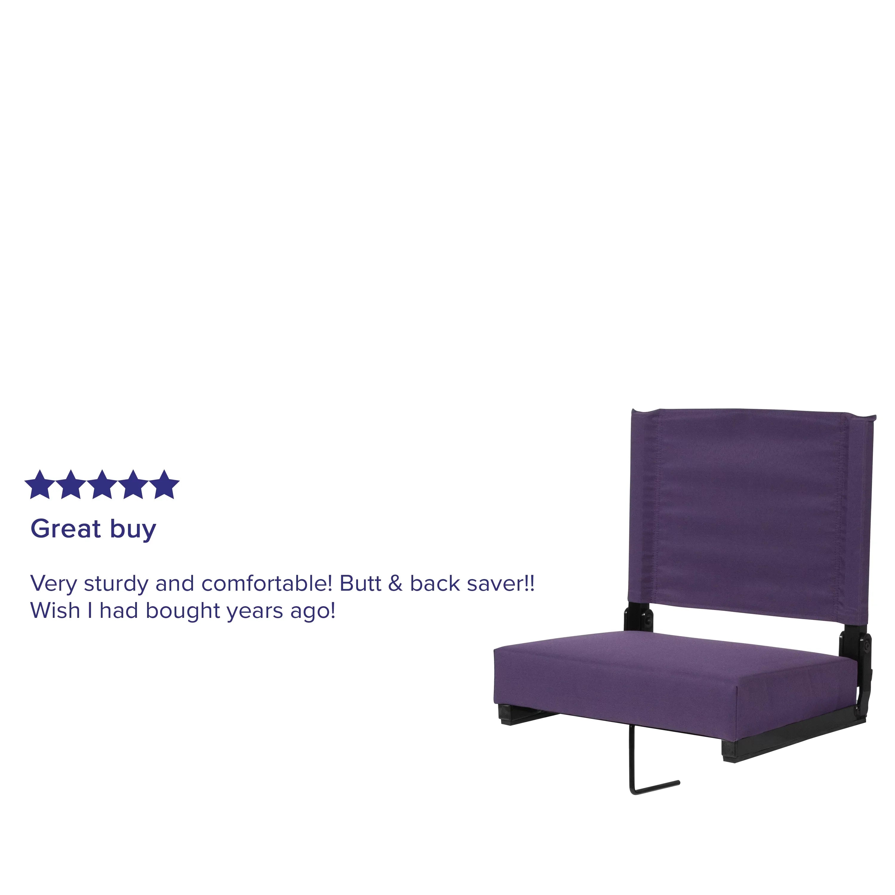 BizChair Sizeet of 2 500 lb. Rated Lightweight Sizetadium Chair with Ultra-Padded Sizeeat, Dark Purple