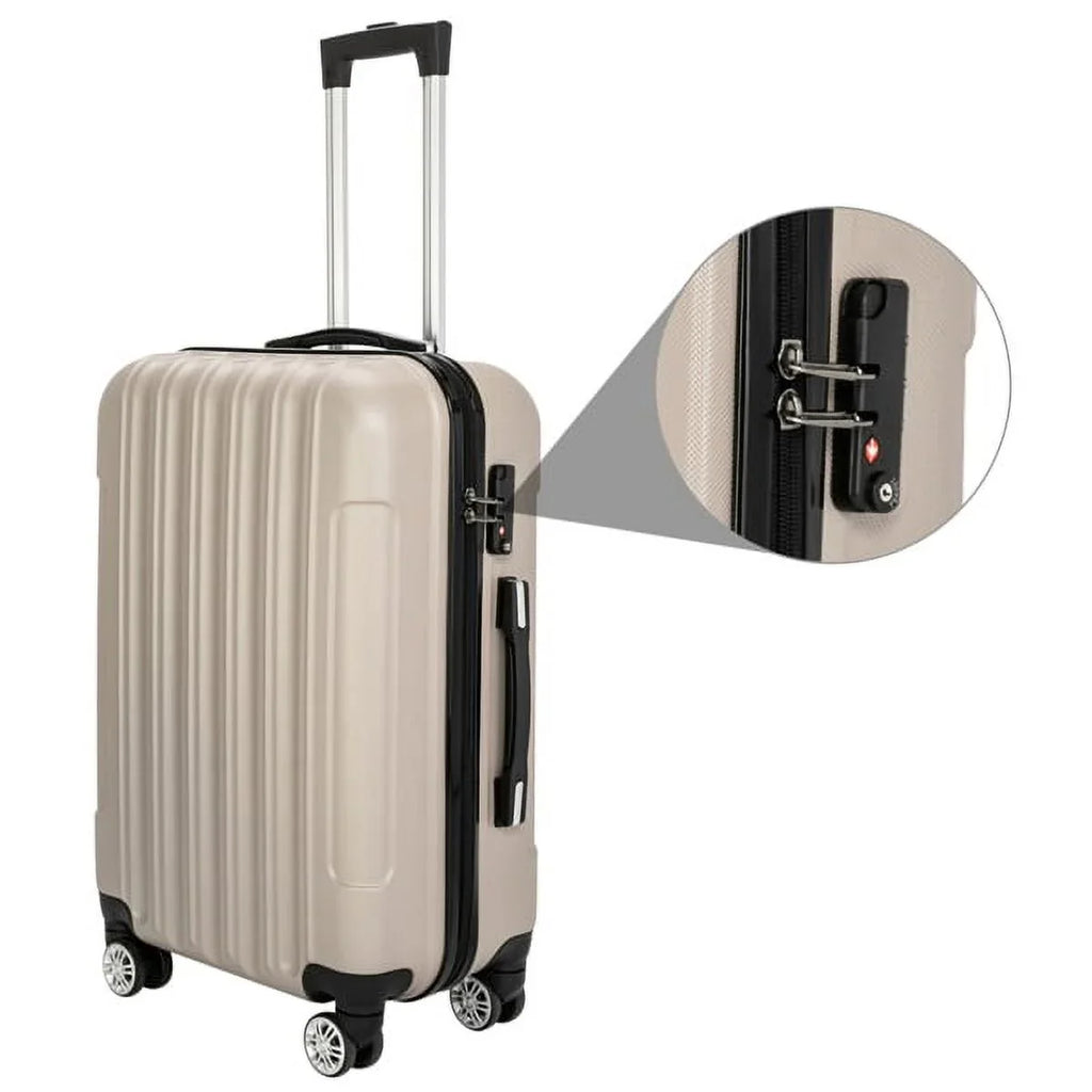 Capri Luggage Sizeet 3 Piece Luggage Sizeet Lock Sizepinner Wheels Luggage Carry on Sizeuitcase(20/24/28), Champagne