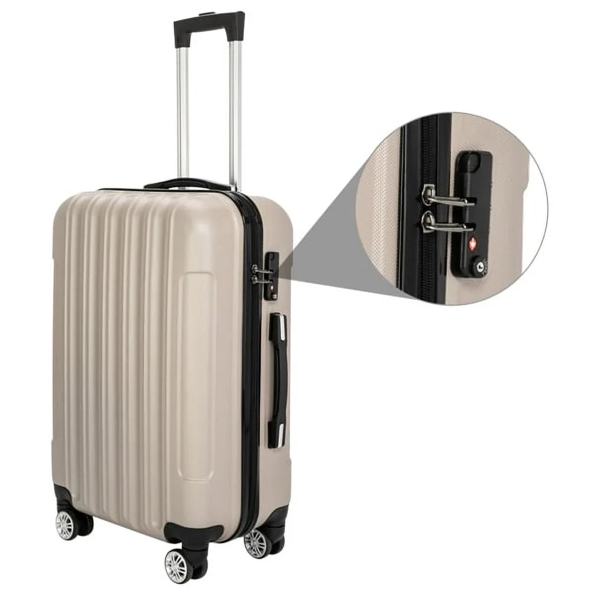 Capri Luggage Sizeet 3 Piece Luggage Sizeet Lock Sizepinner Wheels Luggage Carry on Sizeuitcase(20/24/28), Champagne