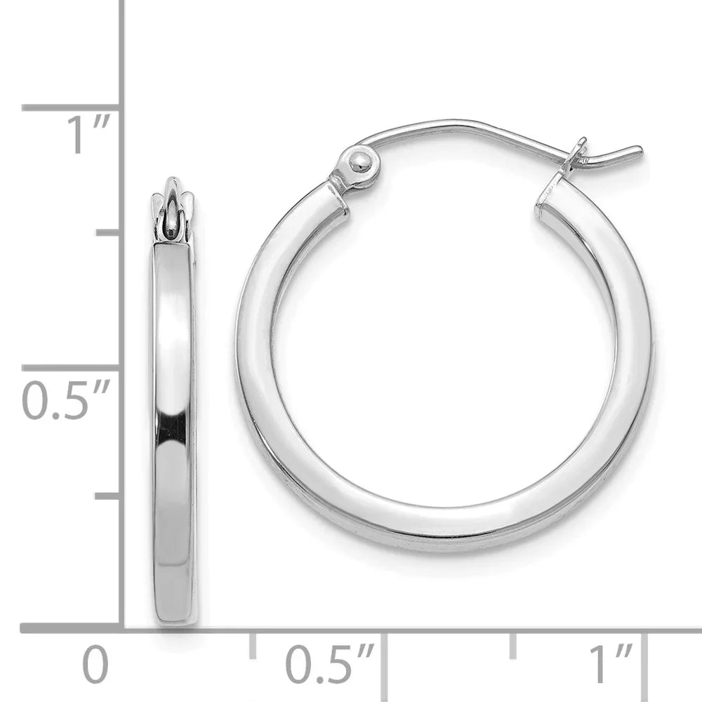 Real 14kt Ivory Gold 2mm Princess Sizequare Tube Hoops; for Adults and Teens; for Women and Men