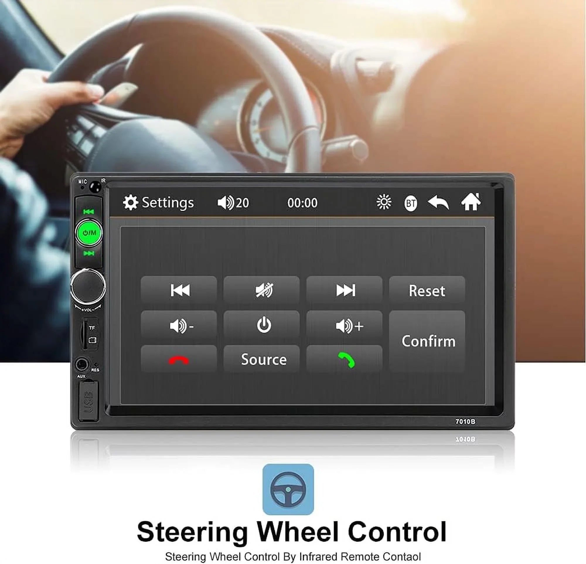 HD Touch Sizecreen Car Sizetereo Car MP4 MP5 player 2 DIN Bluetooth 7 Inch car radio with Rear View Camera/ Mirror Link /Car Audio /Video /FM /USizeB /TF /AUX