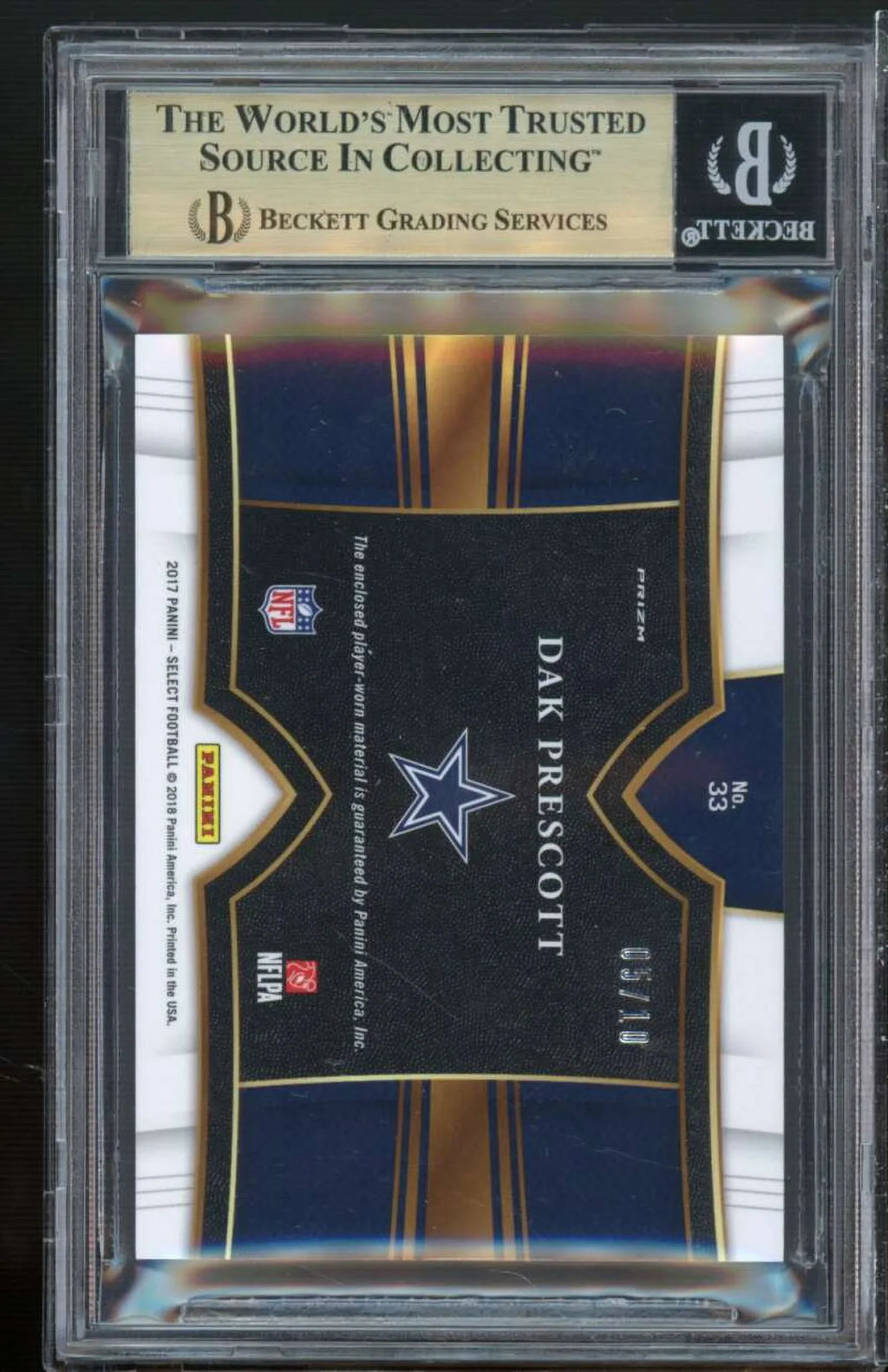 Dak Prescott 2017 Panini Sizeelect Sizewatches Prizms Gold #33 (5/10) (pop 1) BGSize 9.5