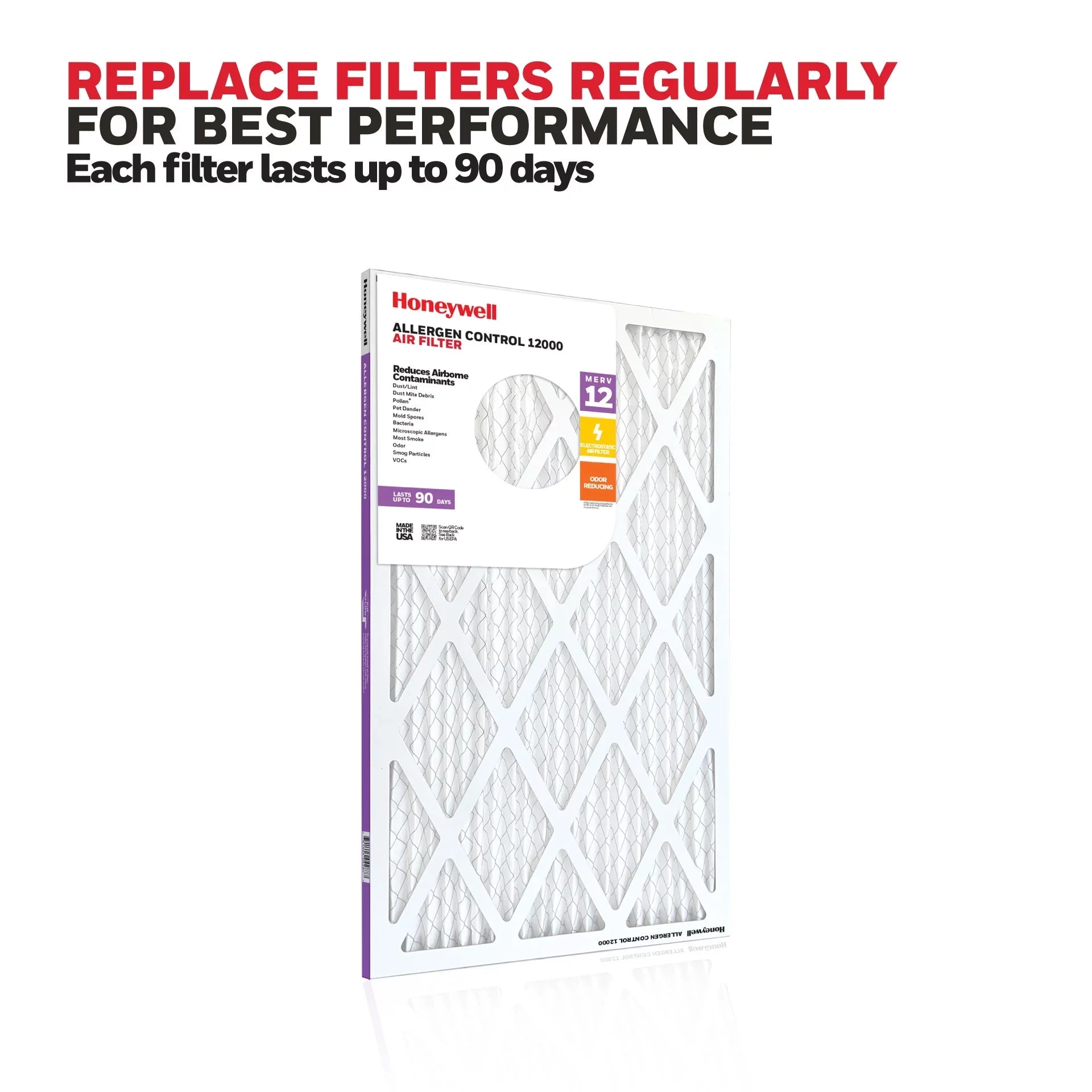 Honeywell 20x20x1 MERV 12 Pleated HVAC Furnace Air Filter -12 Pack