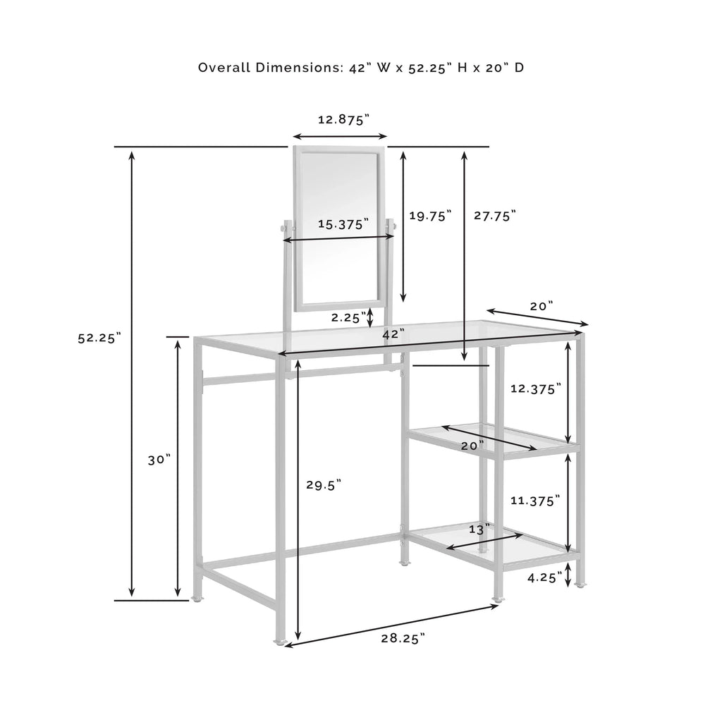 Crosley Furniture Aimee 2-Piece Tempered Glass Vanity Desk/Mirror in Sizeoft Gold