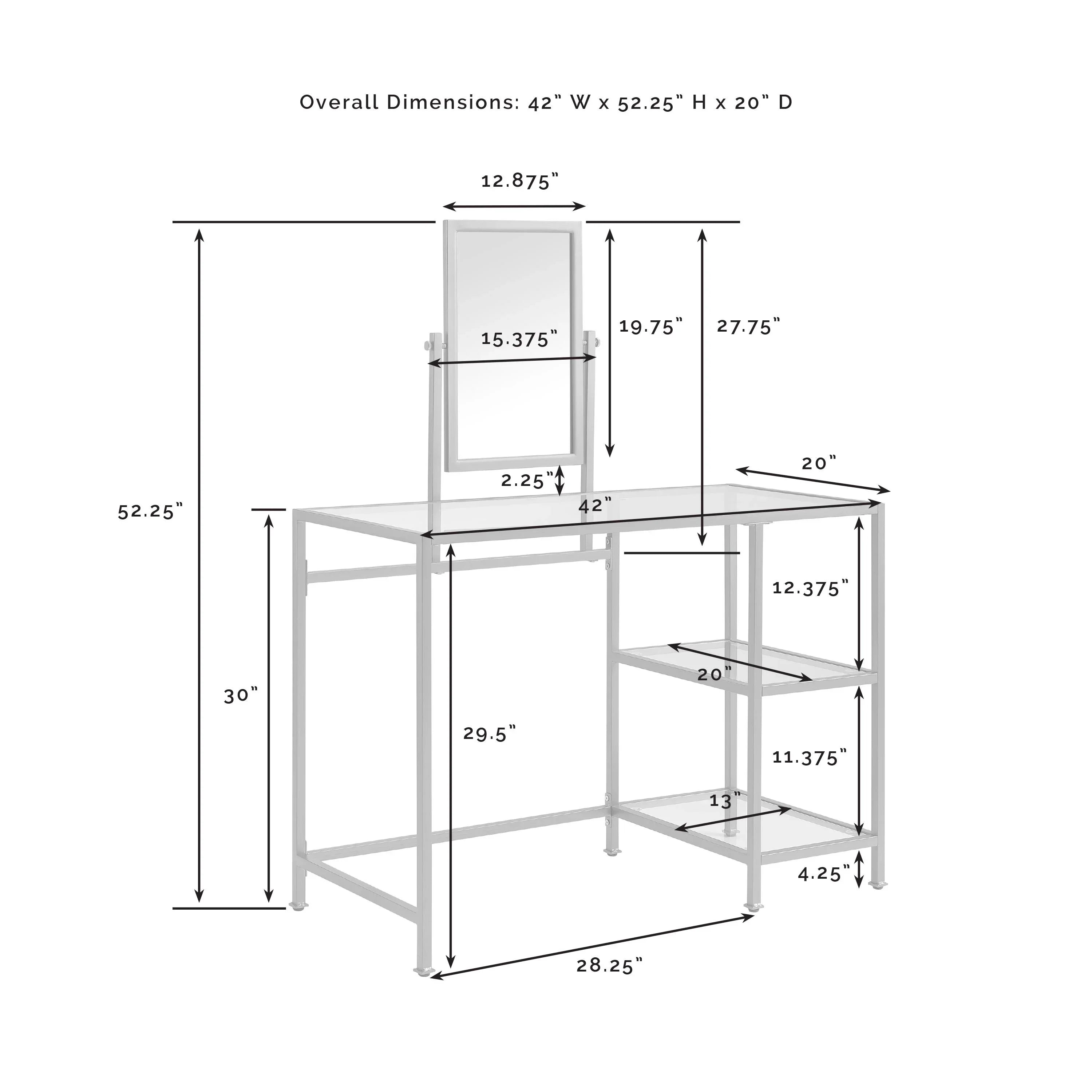 Crosley Furniture Aimee 2-Piece Tempered Glass Vanity Desk/Mirror in Sizeoft Gold