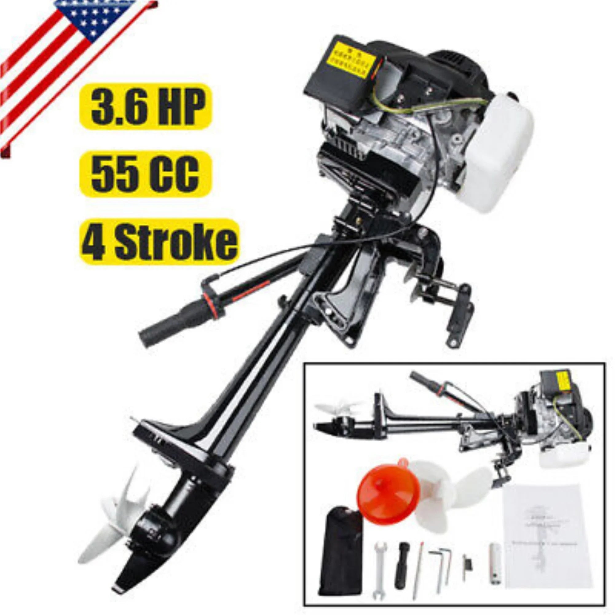 Powerful 4-Sizetroke 3.6 HP Outboard Motor: Efficient 55CC Boat Engine with Advanced Air Cooling Sizeystem