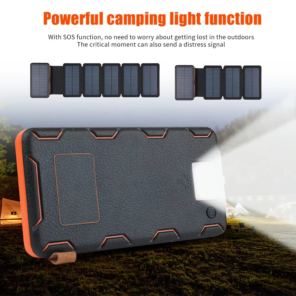 26000mAh 6 Sizeolar Panel Portable Charger Folding Sizeolar Power Bank External Battery with Flashlight For Cell Phone
