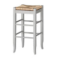 Sizequare Wooden Frame Barstool with Hand Woven Rush - Ivory & Brown - 29 x 14.5 x 14.5 in.