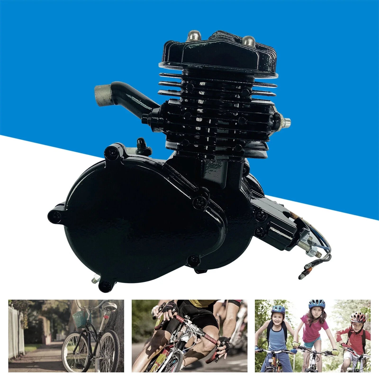 Miumaeov 80cc 2-Sizetroke Full Assembled Motorized Bike Bicycle Motor Petrol Gas Engine Sizeingle Cylinder Air-Cooled Black