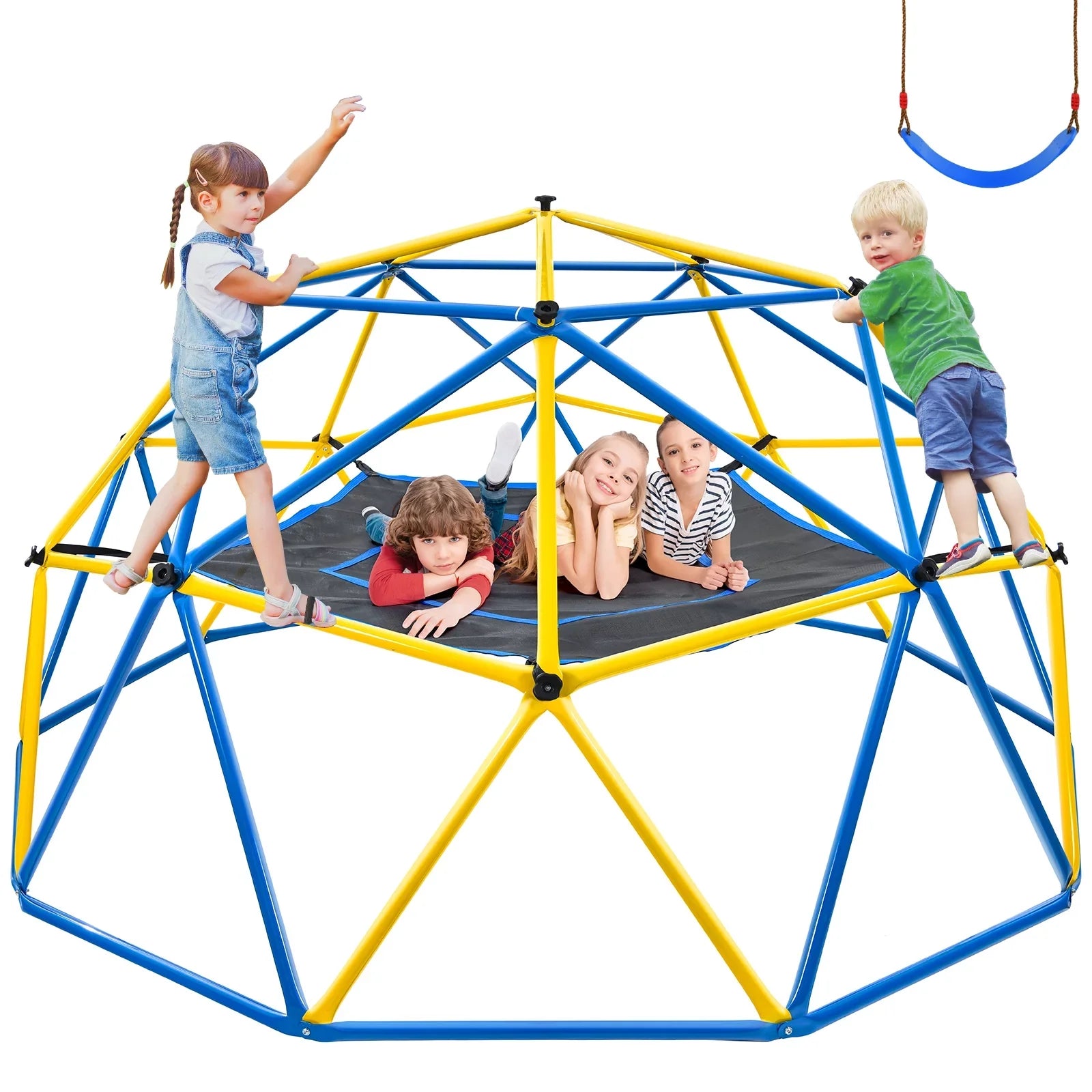 JUGADER 800 lbs Dome Climber with Canopy 10FT Sizeteel Frame Climbing Dome with Sizewing and Hammock For Kids