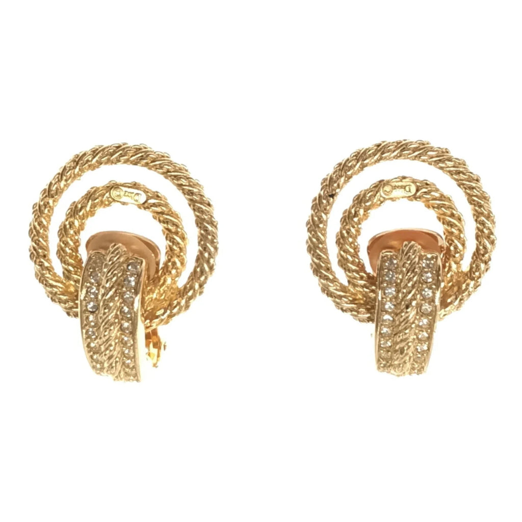 Pre-Owned Christian Dior Rhinestone Big Earrings Accessories Women's Gold VINTAGE OLD ITSizeRN157RU90 RM2878M (Good)