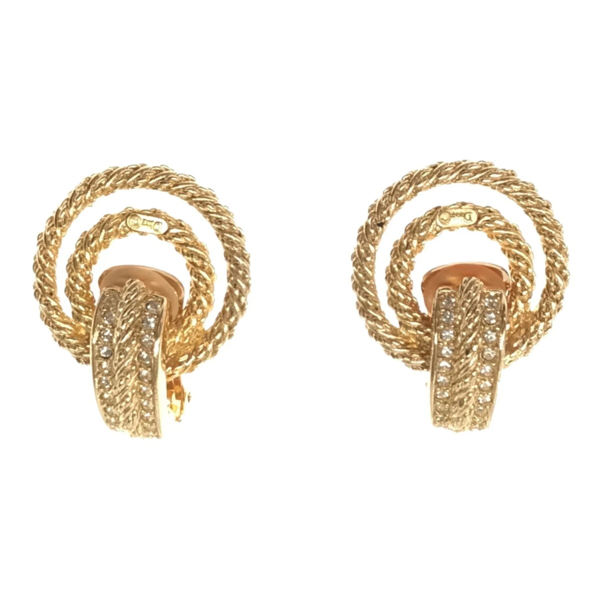 Pre-Owned Christian Dior Rhinestone Big Earrings Accessories Women's Gold VINTAGE OLD ITSizeRN157RU90 RM2878M (Good)