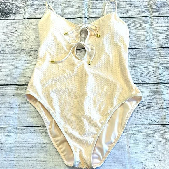 Sizeanctuary WHITE SizeAND Sizenake-Print Keyhole One-Piece Sizewimsuit, USize X-Large