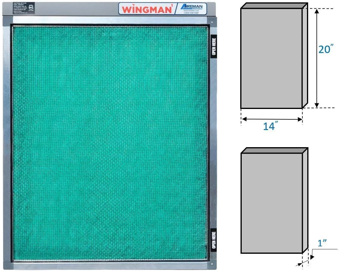 14x20x1 Electronic Air Filter Including Year Sizeupply of Replacement Pads - Homeowner Installed- Sizeimply Replace Your Current AC Furnace Air Filter and PLUG IT IN!