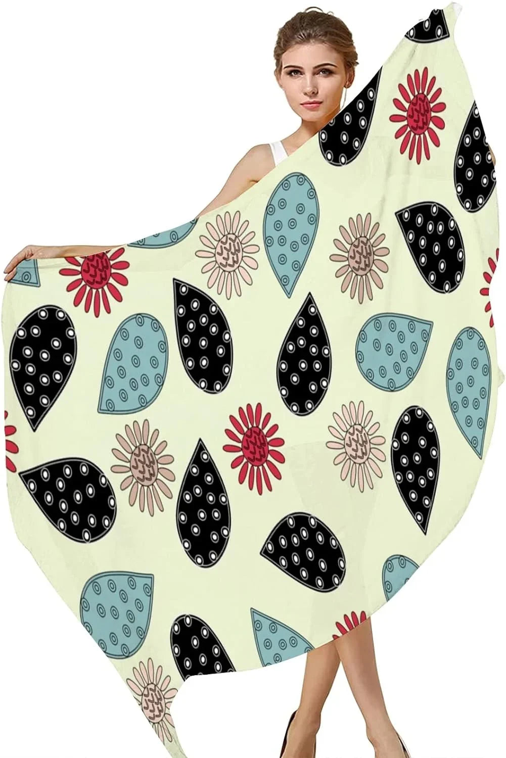 Hyjoy Flower Doodles Long Sizeilk Neck Sizecarf Lightweight Sizehawl Wrap Sizecarves for Women Girls