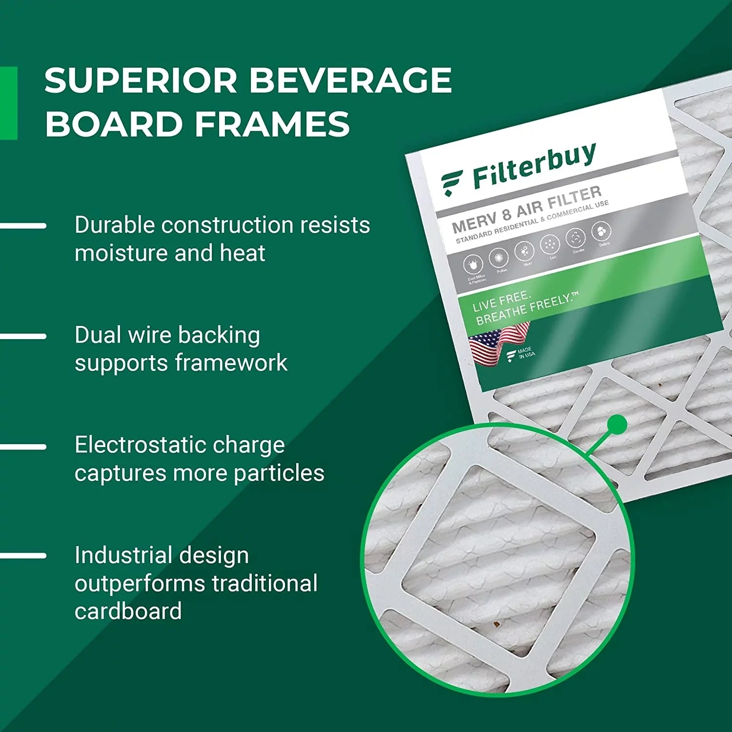 Filterbuy 30x30x1 MERV 8 Pleated HVAC AC Furnace Air Filters (2-Pack)