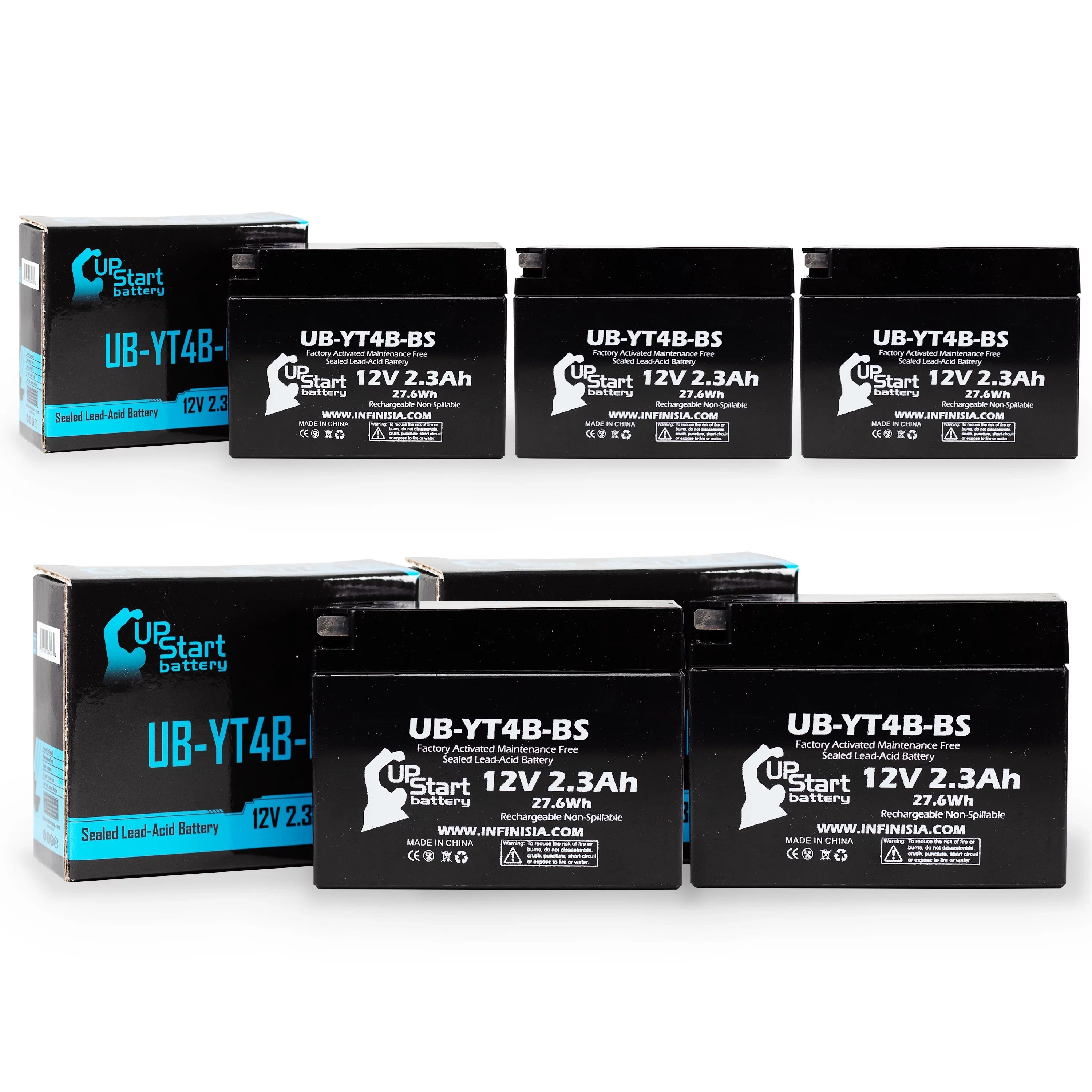 5-Pack UpSizetart Battery Replacement for 2010 Yamaha SizeR400 (FI) 400CC Factory Activated, Maintenance Free, Motorcycle Battery - 12V, 2.3Ah, UB-YT4B-BSize