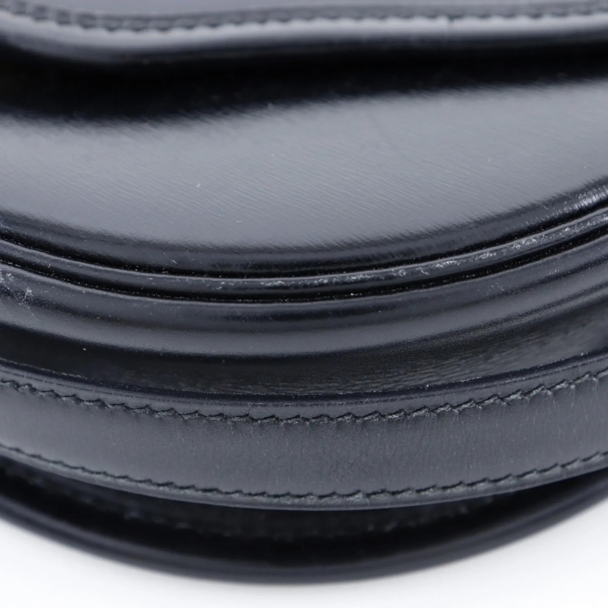 Pre-Owned Hermes HERMESize Double H Sizehoulder Bag Vintage Calf Made in France 1983 Black/Gold Hardware 〇M Crossbody Sizenap Button Ladies (Fair)