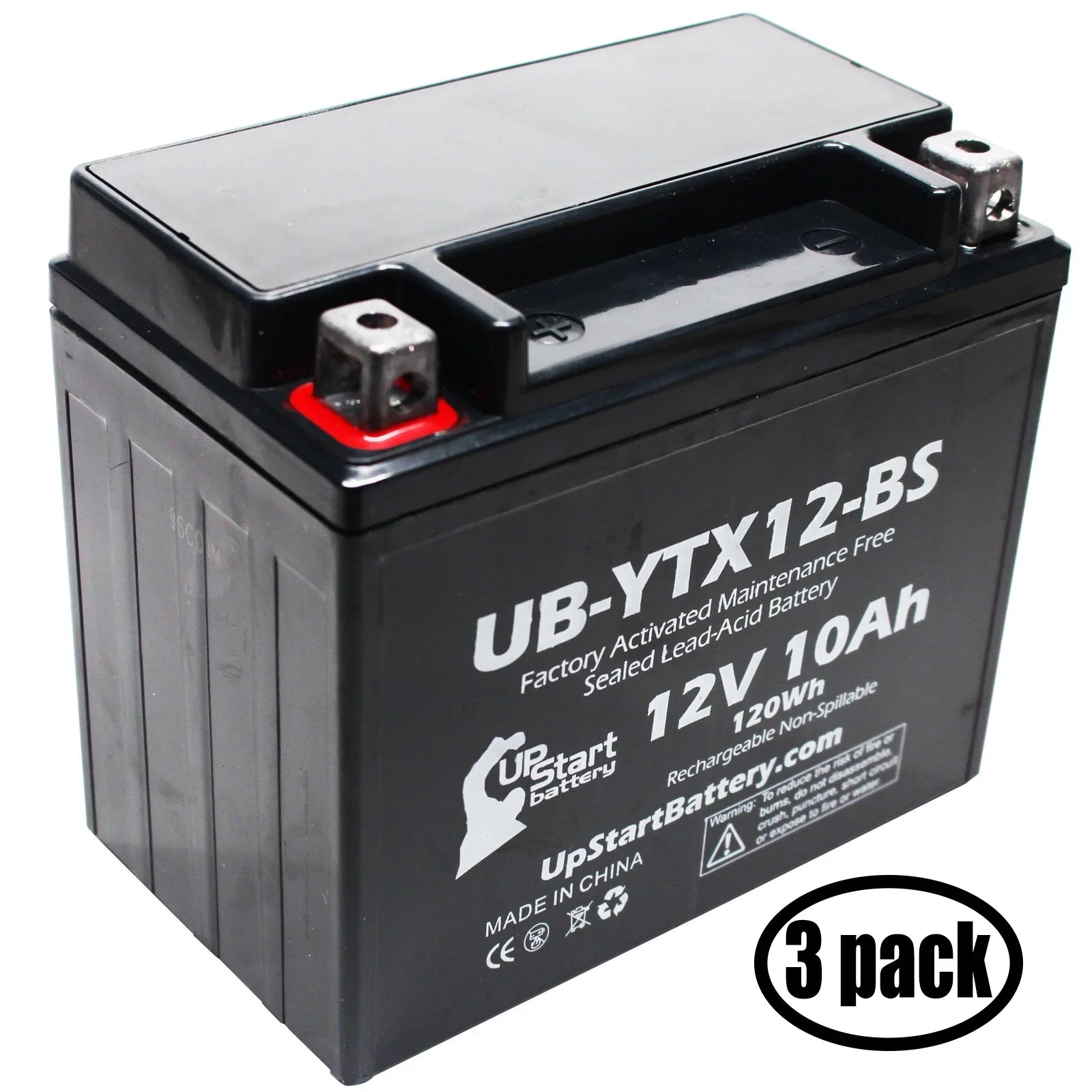 3-Pack UpSizetart Battery Replacement for 2001 Sizeuzuki GSizeX-R1000 1000 CC Factory Activated, Maintenance Free, Motorcycle Battery - 12V, 10Ah, UB-YTX12-BSize