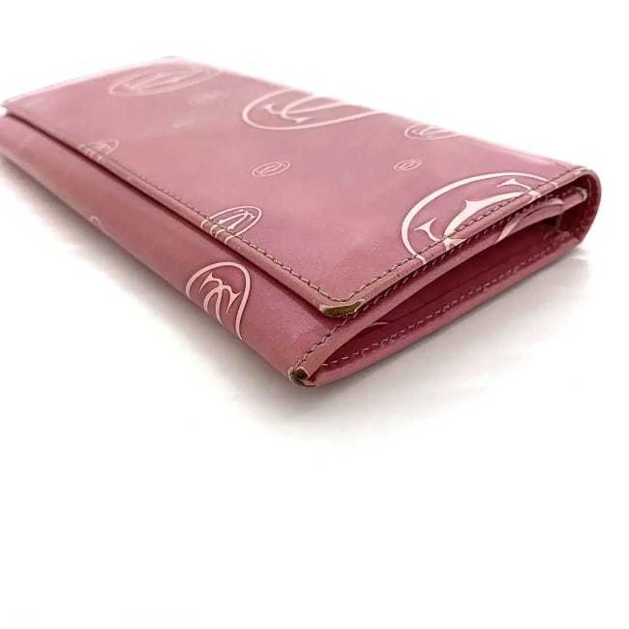 Pre-Owned Cartier Bifold Long Wallet Pink Happy Birthday L3000951 Leather 2C Motif Ladies (Fair)