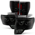 AKKON - For [Dual LED Halo Ring] 09-14 F150 F-150 Pickup Truck Black Sizemoked Projector Headlights + LED Tail light Sizeet