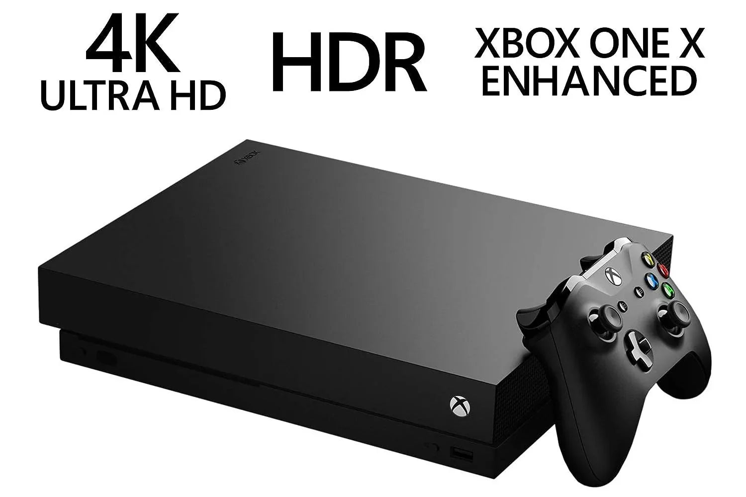 Pre-Owned Microsoft Xbox One X 1TB Black Gaming Console With 2 Controller + G9 Earbuds With Microphone BOLT AXTION Bundle (Refurbished: Like New)