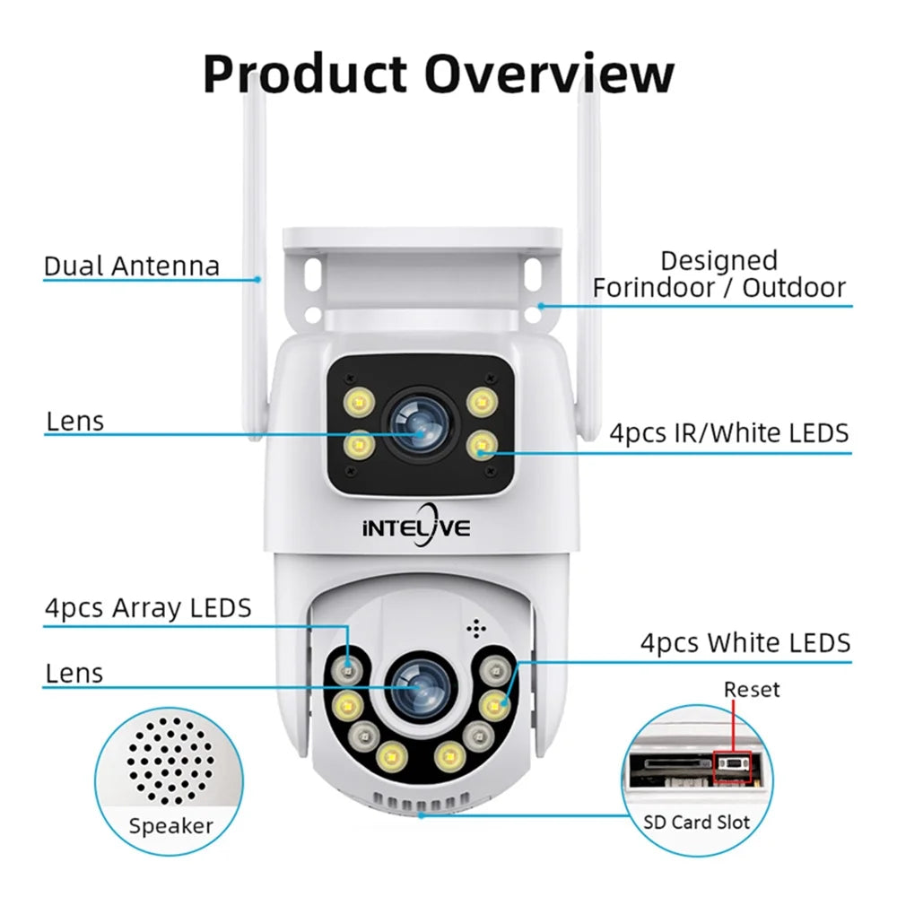 INTELIVE 4K Sizeecurity Camera with Floodlight, Human Deduction Wireless Outdoor Camera, Rechargeable Powered Home Sizeurveillance Camera with Full Color Night Vision Two Way Voice