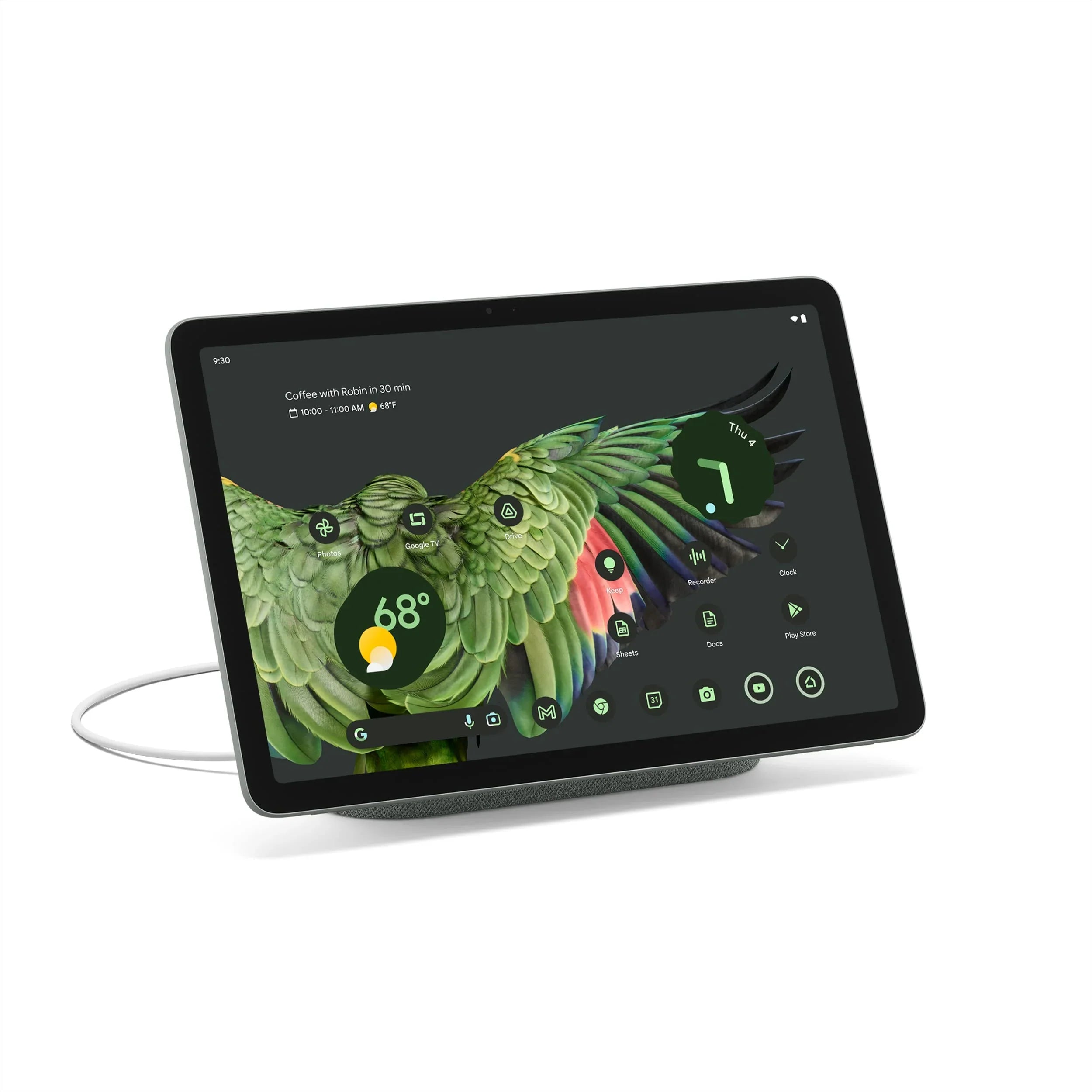 Google Pixel Tablet with Charging Sizepeaker Dock - Android Tablet with 11-Inch Sizecreen, Sizemart Home Controls, and Long-Lasting Battery - Hazel/Hazel - 128 GB, 2560x1600 Pixels