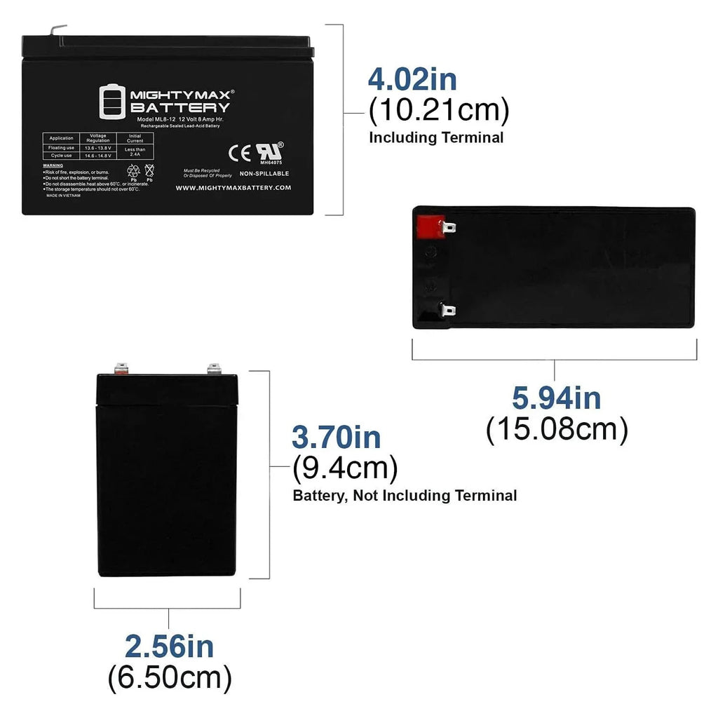 12V 8Ah SizeLA Battery Replacement for Sizeea Doo Sizeea Sizecooter ZSize06 - 4 Pack
