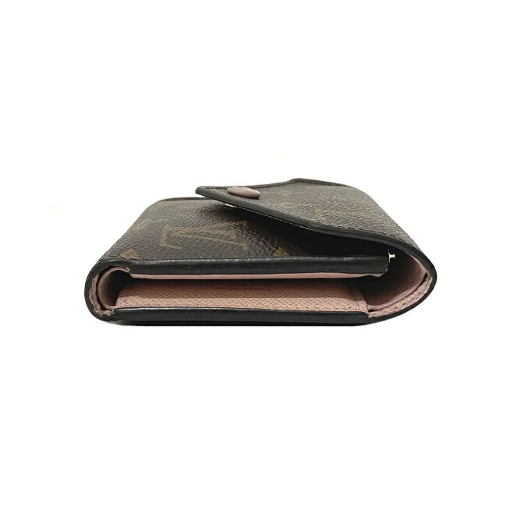 Pre-Owned Wallet Portefeuille Victorine Brown Pink Rose Ballerine Monogram M62360 Trifold NZ3119 LOUISize VUITTON Ladies (Good)