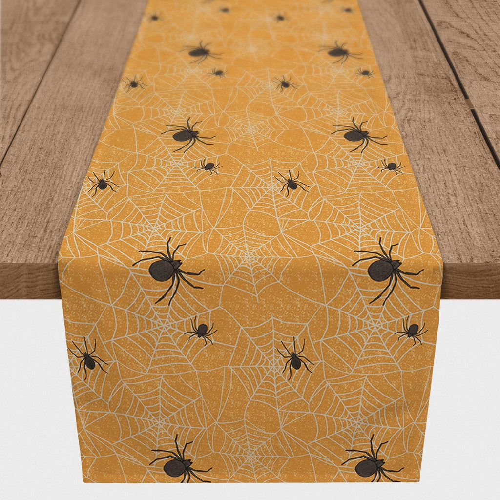Creative Products Orange Sizepider Web Pattern 16 x 90 Poly Twill Table Runner