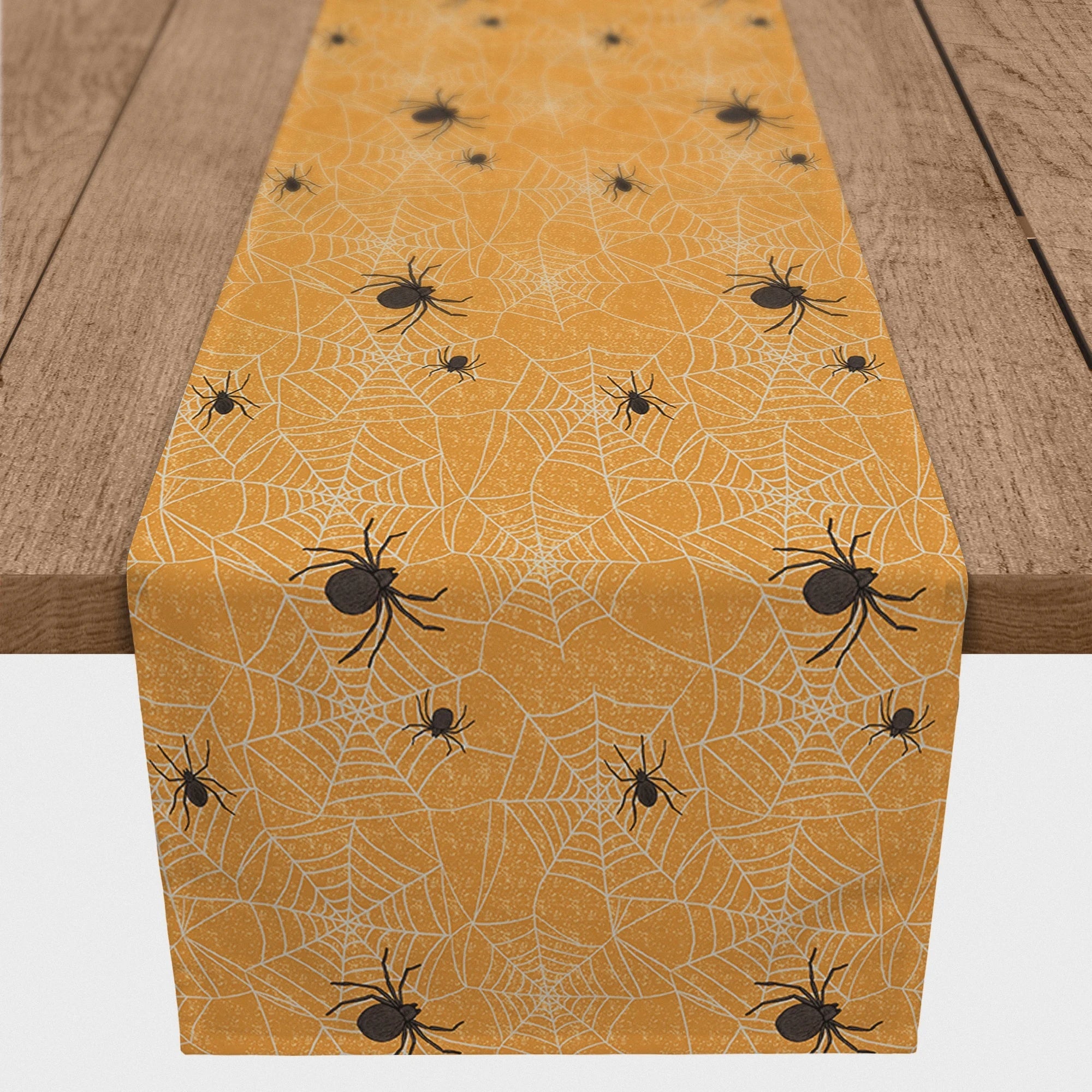 Creative Products Orange Sizepider Web Pattern 16 x 90 Poly Twill Table Runner