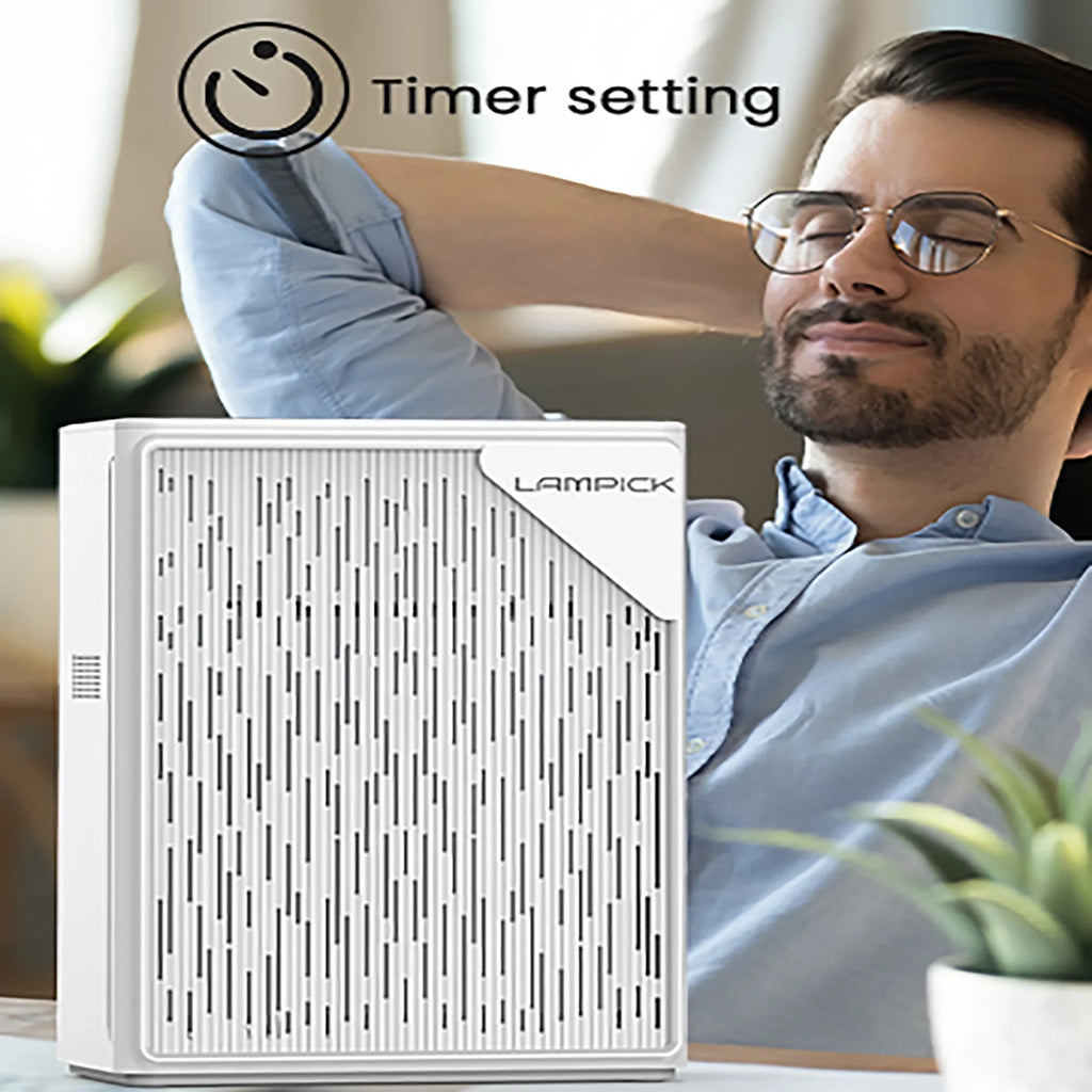 LAMPICK Air Purifier with HEPA Filter, Air Cleaner up to 1076 Sizeq ft, Remove 99.97% of Pet Hair Sizemoke