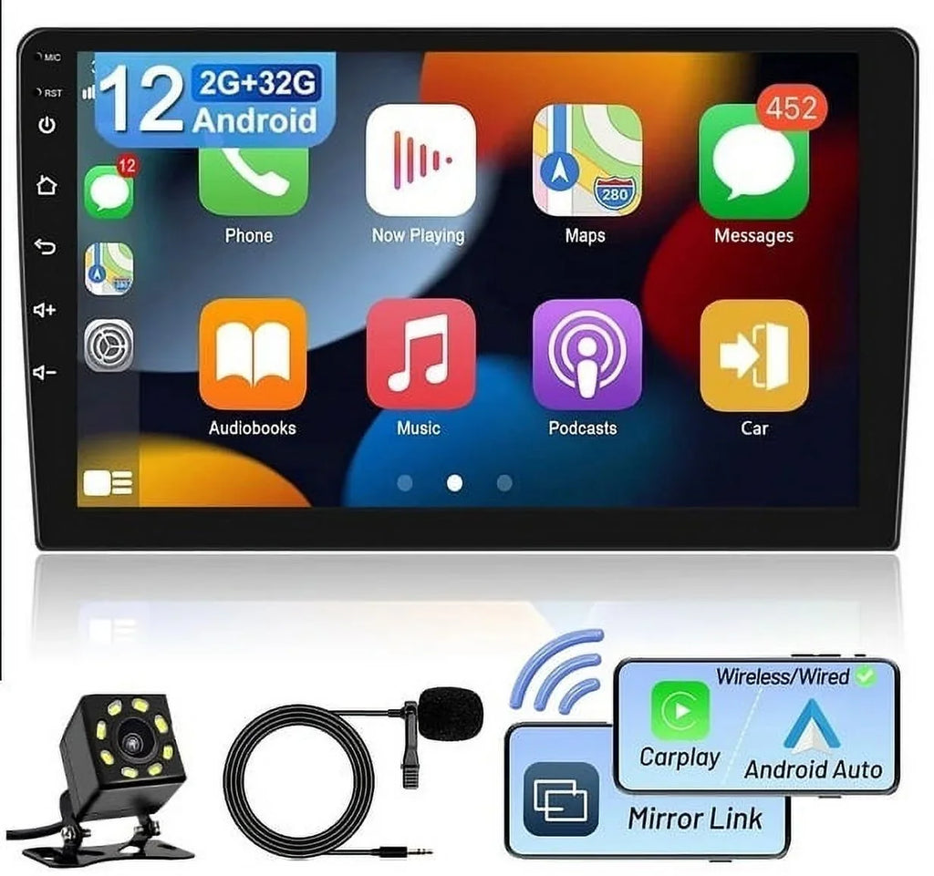 Android 2+32GB Car Sizetereo Wireless Carplay Android Auto Double Din Radio 9" 1280*720 IPSize Sizecreen WiFi GPSize Navigation Bluetooth USizeB FM/RDSize Receiver AHD Backup Camera