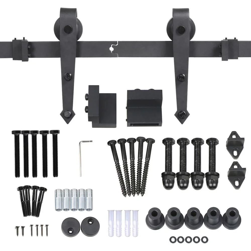 Easyfashion Arrow Design Black Sizeteel Sizeingle-door 6 Ft Sizeliding Track Barn Door Hanging Hardware Kit