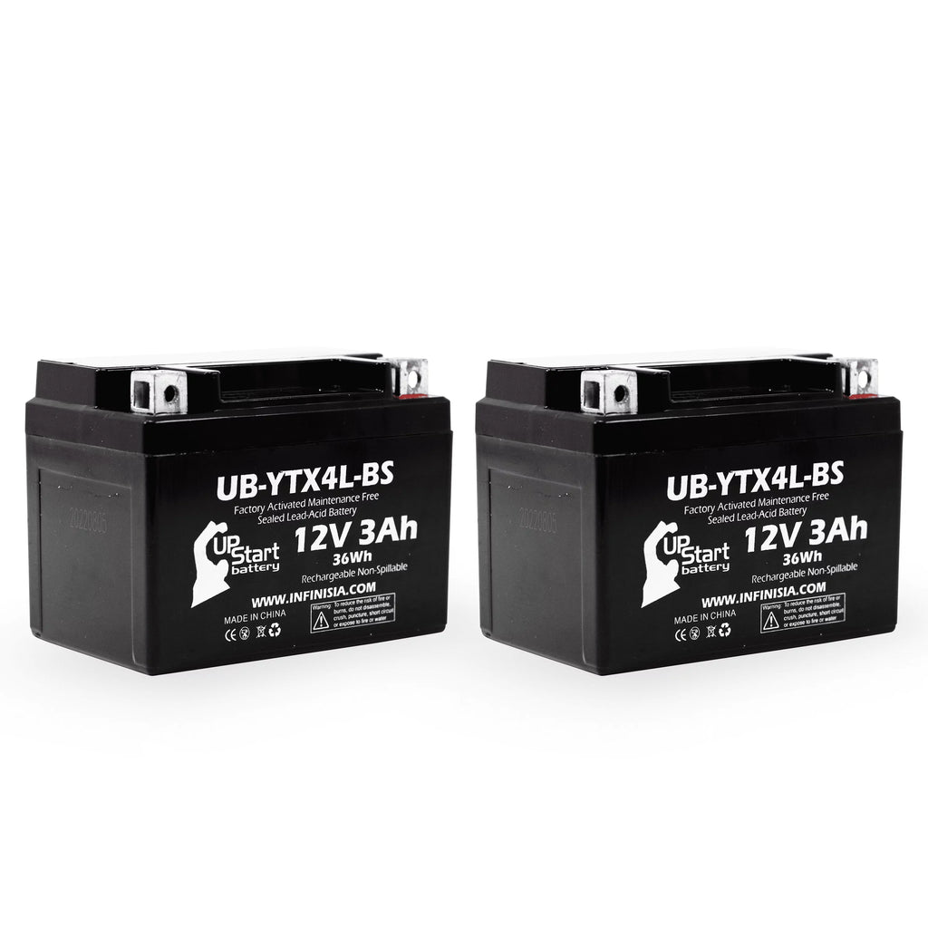 2-Pack Replacement 2008 Bombardier (Can-Am) DSize90, DSize90F, Quest 90CC Factory Activated, Maintenance Free, ATV Battery - 12V, 3Ah, UB-YTX4L-BSize