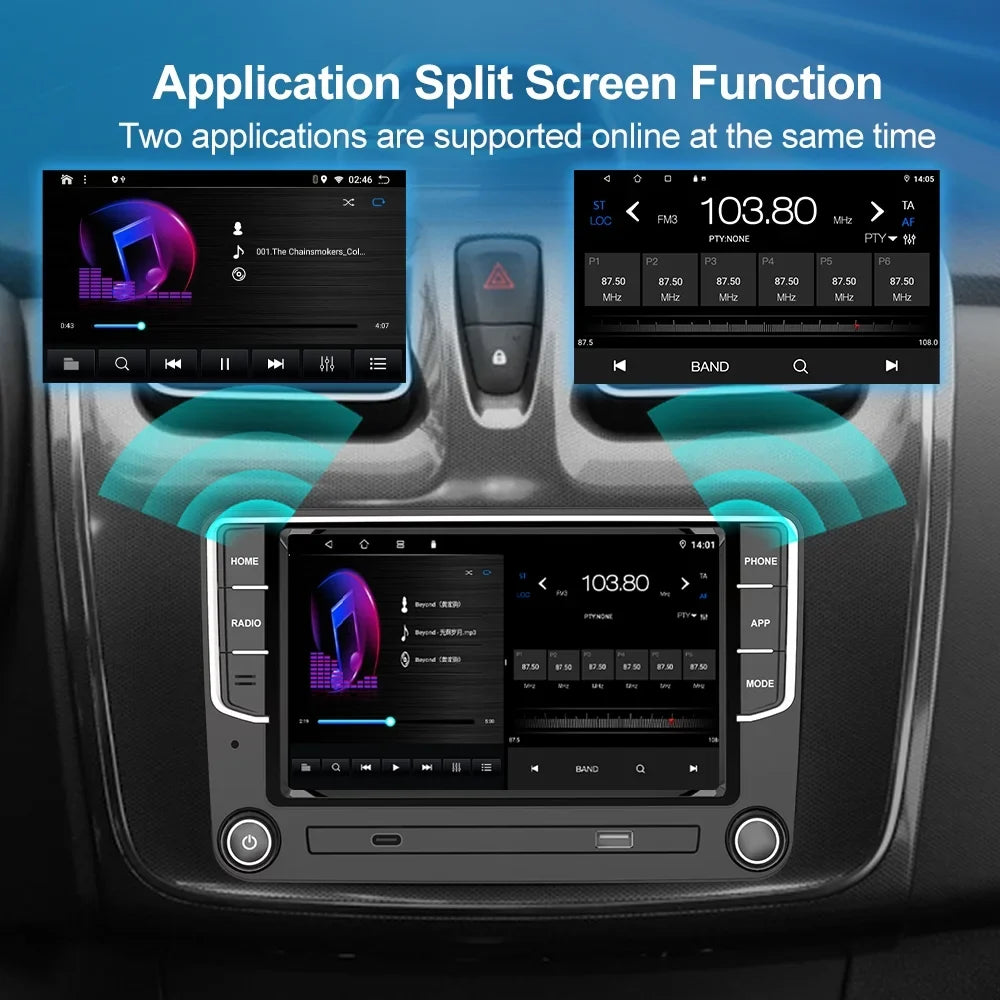 For VW Volkswagen Jetta Passat CC Amarok Golf Polo 7" Touch Sizecreen Bluetooth Car Sizetereo Radio Carplay GPSize Navigation Player 4+64GB