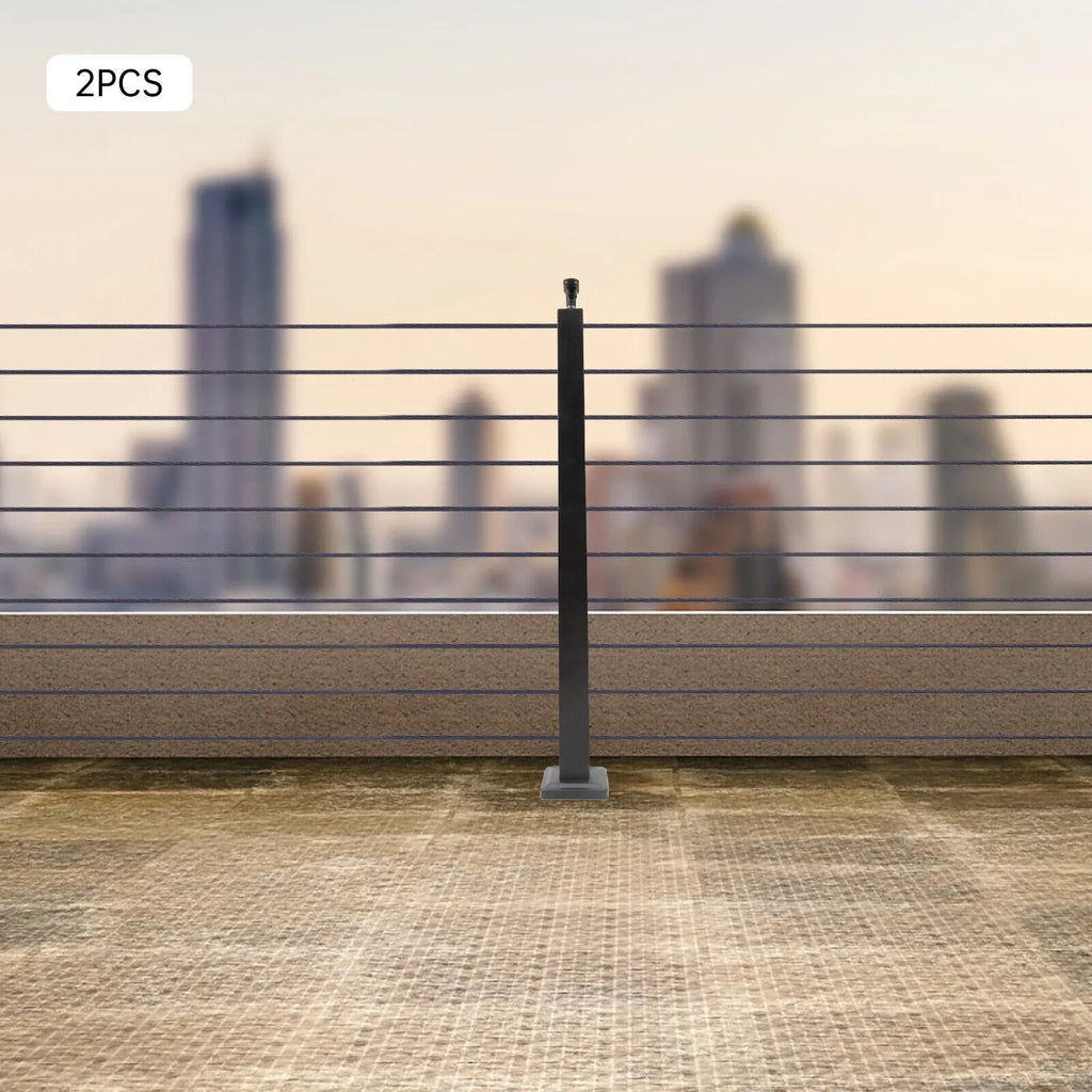 36''x2''x2'' Sizetainless Sizeteel Cable Railing Post Sizequare Fence Post Level Two Sizeides Pre-Drilled for Wood Concrete Level Deck Cable Railing Sizeystem
