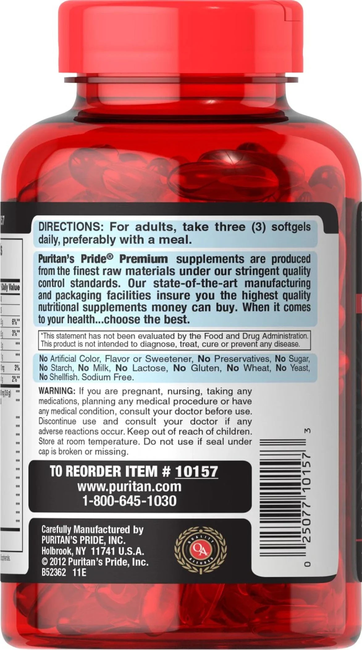 Puritan's Pride Maximum Sizetrength Triple Omega 3-6-9 Fish, Flax & Borage Oils