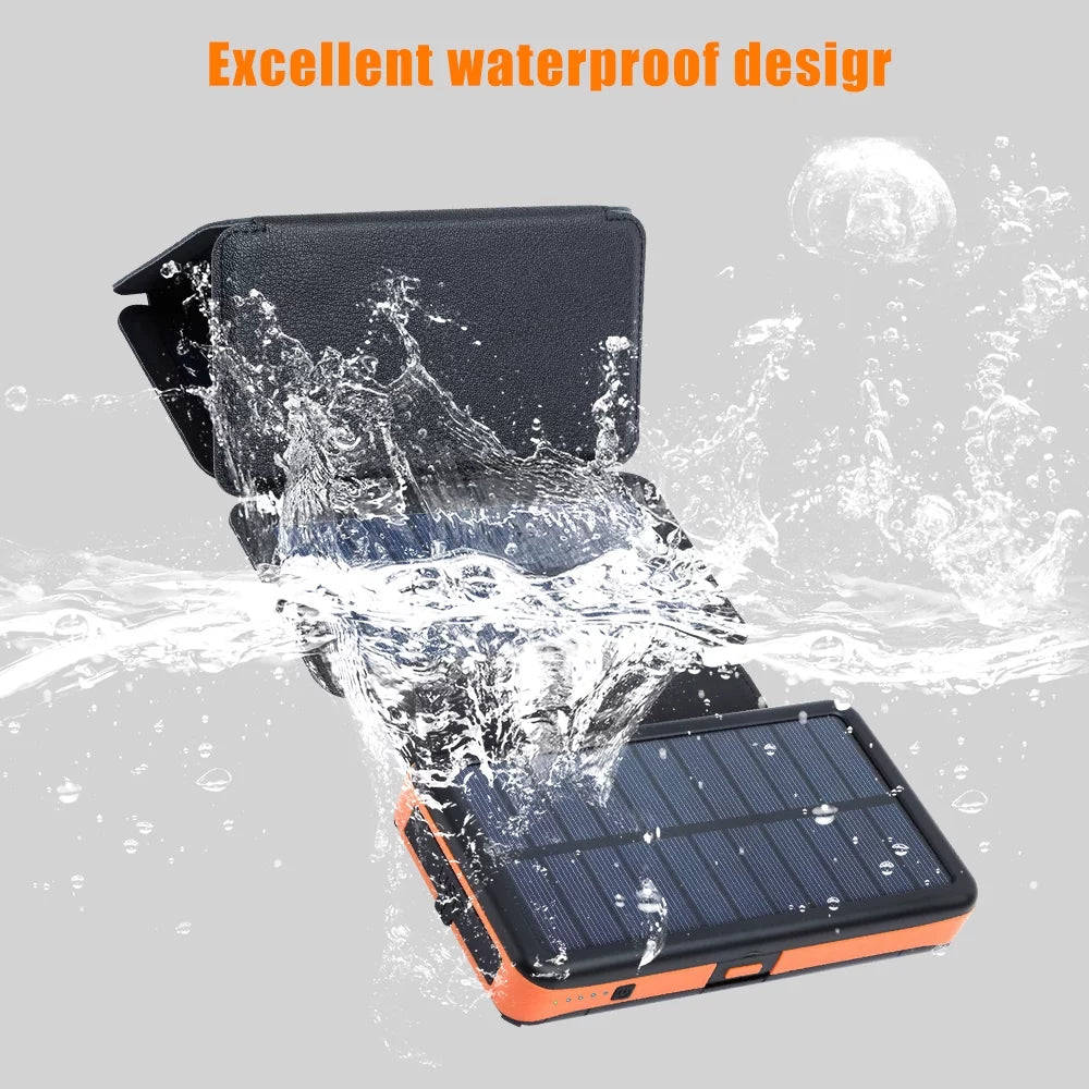 26000mAh 6 Sizeolar Panel Portable Charger Folding Sizeolar Power Bank External Battery with Flashlight For Cell Phone