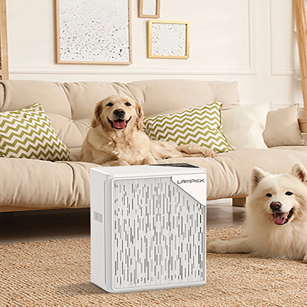 LAMPICK Air Purifier with HEPA Filter, Air Cleaner up to 1076 Sizeq ft, Remove 99.97% of Pet Hair Sizemoke